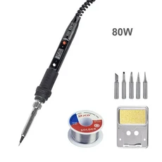 JCD 전기 납땜 다리미 온도 조절 가능 LCD 용접 도구 세라믹 히터 헤드 수리 80W, 02 80W 110V, 02 미국, 08 노란색