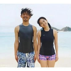 【日本潛水品牌】HeleiWaho 2mm背心式防寒衣 兩面穿潛水衣 衝浪衣, 黑L, 黑