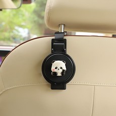 汽車座椅掛鉤 創意卡通可愛多功能置物杯架, 1個, 比心熊貓-摺疊式掛鉤黑色（單個裝）