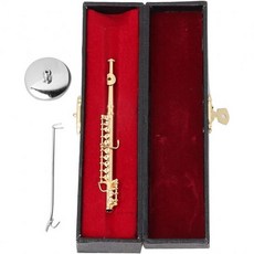 미니어처 악기 오디오 장비 미니 금색 플루트 모형 장식 외관 도색 연주 불가 탁상 선물 포장 2124517