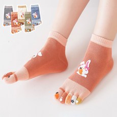 여성 발가락양말 세트 귀여운 토끼 당근 단목 발목 발가락양말 5켤레