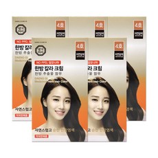 댕기머리 한방칼라크림 새치염색약 약국판매용 - 03176, 자연갈색(4호), 5개