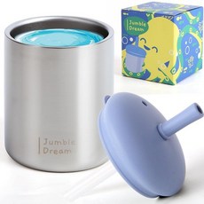 Jumble Dream 만 1-3세 유아용 빨대 컵 - 이중벽 단열 흘림 방지 빨대 컵 209.8g(7.4온스) - BPA 프리 스테인리스 스틸 컵 만 1-3 2-4세 유아용, Blue Moon