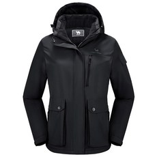 CAMEL CROWN 여성용 방수 스키 재킷 따뜻한 겨울 스노우 코트 하이킹 윈드브레이커 후드 아웃도어 스노우보드 재킷 블랙.