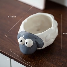 DFMEI 可愛小羊陶瓷菸灰缸家用創意個性潮流卡通式ins風辦公室客廳大號, 1個, 陶瓷羊大號菸灰缸:如圖