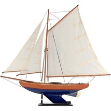 NAUTIMALL 26인치 나무 돛단배 모델 버뮤다 슬루프 수제 항해 현대 요트 선박 홈 데코 파란색, Blue