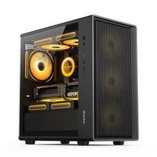 Huntkey G63Mini MATX 電競機殼 黑色 卡扣式玻璃側板 內附4顆風扇, 1個
