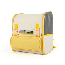 派派貓寵物外出雙肩背包，簡約透氣半透明，大空間貓狗包, 1個, 向日葵黃