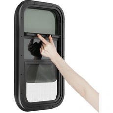 24인치 너비 x 36인치 높이 RV 창문 수직 슬라이딩 DOT - 파손 방지 강화 유리 색상 네트 스크린 및 트림 링 포함 물방울 모양 교체용 트레일러 캠퍼, 12" W x 22" H, Vertical