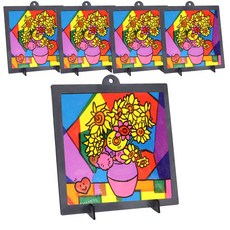 키득키득 MDF DIY 셀로판지 명화 썬캐쳐 액자 만들기, 고흐 해바라기 WD1956, 단일, 5개