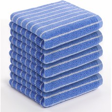 MYNVO 스트라이프 호텔 수건 180g 40수 코마사 선염라인 타올 부드럽고 두툼한 데일리 세면타월, 5개, 블루 스트라이프