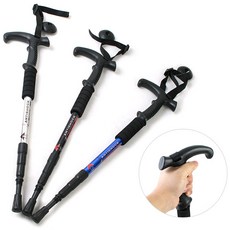 4단 등산스틱 티자형 등산지팡이, 실버, 1개