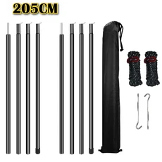 캠핑 텐트 타프 폴 2개 세트 캐노피 어닝 쉘터 백패킹 하이킹 텔레스코픽 조절식 텐트 선쉐이드 지지대, 07 205CM Black kits