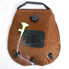 20L 아웃도어 캠핑 샤워팩 온도 태양광 샤워 물주머니 샤워기 간편접기, 브라운, 1개