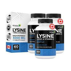 엘라이신 구순포진 단순포진 감기에 좋은 헤르페스 엘리신 LYSINE 1000mg 아연 비타민C, 3개, 60정