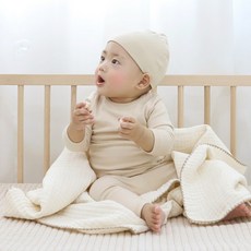 bamiblanc Honey Melo毯子純棉紗布嬰兒包巾毯子四季適用, 象牙