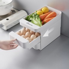 계란 달걀 채소 수납 트레이 서랍형 생선 닭가슴살 3단 보관함, 1개