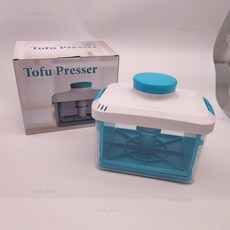 優選好貨 豆腐塊瀝水盒 豆腐壓榨器 廚房壓汁器 素食過濾器 濾水器, 1個, 藍色