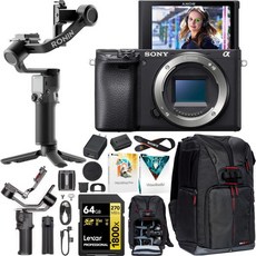 소니 a6400 4K 미러리스 카메라 ILCE6400B 본체만 | 공식 미국 파트너 모델 여행 케이스 가제트 가방 및 디코 기어 디럭스 액세서리 키트 추가 배터리 리모컨 플래시, Camera Only + DJI RS 3 Mini Gi