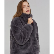 AWESOME STUDIO 우먼즈 밍크 퍼 하이넥 점퍼 차콜, S