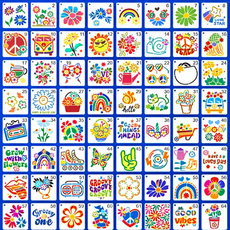 제니미엘 스텐실 도안 봄 꽃 식물, 1개