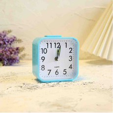 무소음 LED 야간조명 탁상용 아날로그 미니 알람시계 8cm, 블루