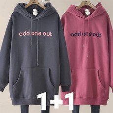 unique 1+1 중년여성 오버핏 기모 긴팔 후드티 롱 맨투맨 아우도어 빅사이즈