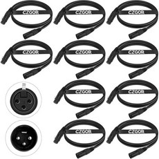 DMX 케이블 6.5피트 10개 세트 유연한 3핀 XLR 수컷암 선 무대 조명 신호 연결 조명선 파라 무빙 헤드 스포트라이트 입력 및 출력, 6.5FT DMX Cable 10 Pack