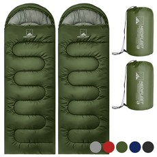 메디플릿 사계절용 머미형 경량 캠핑 침낭 + 수납가방, 2개, 올리브 카키 (1800g)