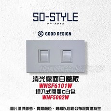 Panasonic國際牌 SO-STYLE系列 二孔消光霧面蓋板 埋入式開關C WNSF6102 WN5002原廠出貨 拆封無法退貨, 1個, 霧白,黑色