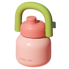 차코랩 휴대용 대용량 손잡이형 스트로우 보온보냉병, 피치 서머 블리스 핑크, 1개, 1000ml