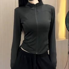 어울리는 필라테스 요가복 긴팔 집업 자켓 DL548, 블랙