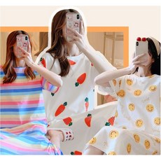 아클 원피스 여름 반팔 잠옷 면 임산부도편한 파자마 홈웨어