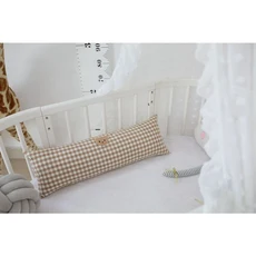 小熊安撫 格紋款刺繡熊 防撞床圍 可拆洗, 格紋長方抱枕