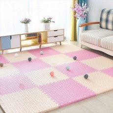 생활연구소 EVA 고탄력 양면사용 방수 미끄럼방지 층간소음방지 퍼즐매트 2.5cm, 16개, 아이보리+핑크