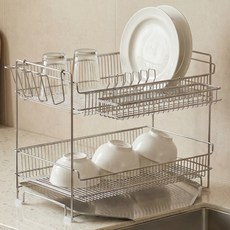 르엘 올스텐 304 자동 물빠짐 식기건조대, 1개, 실버, 2단