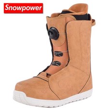 스노우보드 부츠 방수 와아어 발목보호 방한화 모피, 1개, 브라운 인조 가죽 스틸 와이어 버클