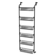 門後掛鉤架 廚房吸盤置物架 掛架 免調味料收納背式掛架, 黑色,六層, 1個