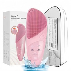 해브유 실리콘 브러쉬 진동클렌저 온열 마사지기 피지제거 세안기, 핑크
