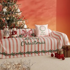 크리스마스 소파커버 사계절용 소파패드, 1개, 적색 질감 축하