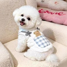 狗狗秋冬裝 - 泰迪比熊雪納瑞貓咪保暖衛衣小型犬, 學院藍色【口袋小熊】 加厚保暖款,L 建議8-10斤內 詳細參考尺碼表, 1個