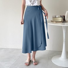 데일리앤 봄 여름 무지 롱 에스닉 페이즐 플레어 랩스커트 2type