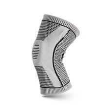 針織籃球護膝運動登山騎行跑步加壓支撐運動護具髕骨護膝套, 灰色:XL碼【單隻】, 1個