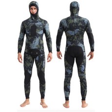 潛鯨 3mm布面防寒衣 漁獵防寒衣 自由潛水防寒衣 打魚潛水衣 配重帶魚槍, 軍裝迷彩,M