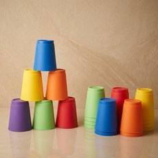 어린이 스포츠 스태킹 컵 쌓기 놀이 집중력 두뇌개발 교구 12개입, 아이보리토끼, 옐로우