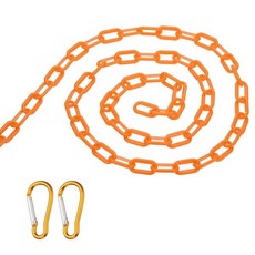 파티킬 2PCS 총 20피트 플라스틱 체인 장벽 군중 통제 진입로 엘리베이터 주차장용 후크 4개가 달린 안전 링크 체인 노란색, 33Ft, Orange