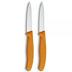 Victorinox Swiss 클래식 2피스 패링 나이프 세트 스트레이트 엣지 포인트 팁 - 옐로우, 주황색, 1개