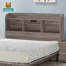 熊熊居家 艾莉森耐磨木心板USB插座床頭片 - 灰色、淺木色, 詳見包裝, 詳見包裝