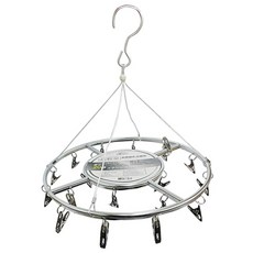 Need LOHAS 享樂活 超輕量鋁製圓形吊襪架/曬衣夾/晾衣夾/晾曬夾 20夾, 1個, 銀色