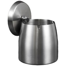 BO雜貨 加高款不鏽鋼霧面拉絲附蓋菸灰缸 防風防塵 居家辦公車用, 不鏽鋼霧面